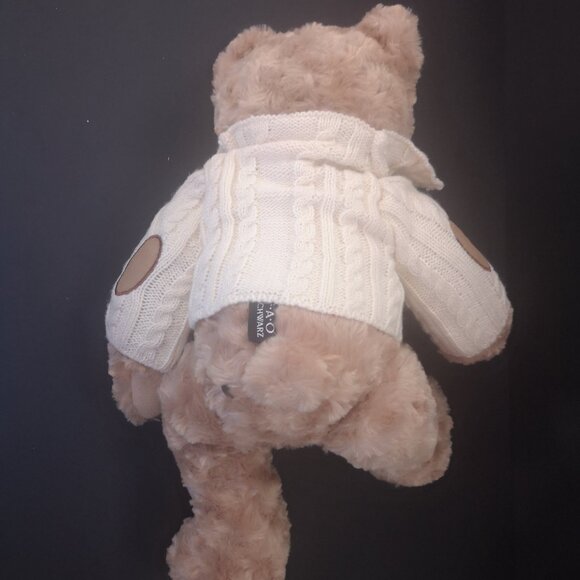 2017 FAO Schwarz Brown w/ Beige Cardigan Stuffed Plush Anniversary Bear 15" - Picture 3 of 7